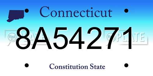 8A54271 Connecticut License Plate