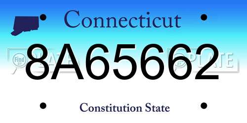 8A65662 Connecticut License Plate
