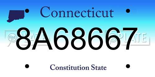 8A68667 Connecticut License Plate