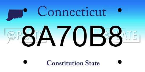 8A70B8 Connecticut License Plate