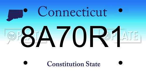 8A70R1 Connecticut License Plate