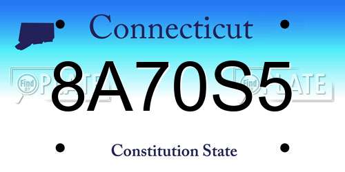 8A70S5 Connecticut License Plate