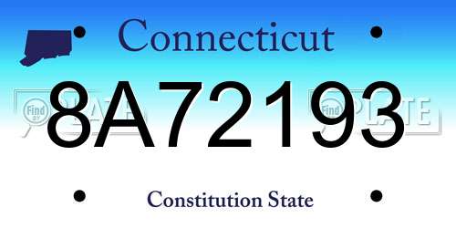 8A72193 Connecticut License Plate