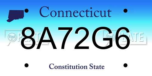 8A72G6 Connecticut License Plate
