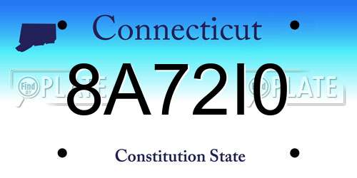 8A72I0 Connecticut License Plate