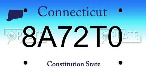 8A72T0 Connecticut License Plate