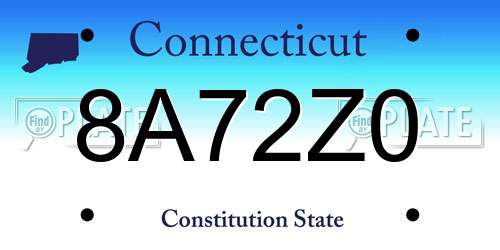 8A72Z0 Connecticut License Plate