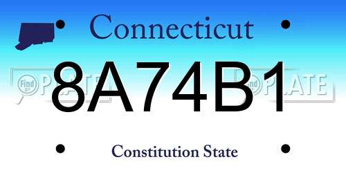 8A74B1 Connecticut License Plate
