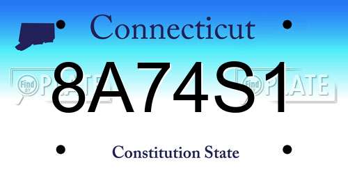 8A74S1 Connecticut License Plate