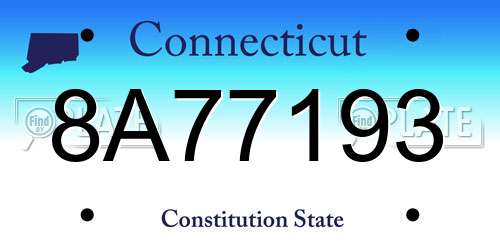 8A77193 Connecticut License Plate