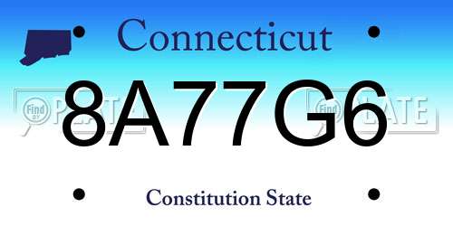 8A77G6 Connecticut License Plate