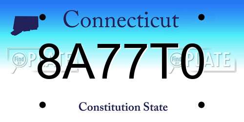 8A77T0 Connecticut License Plate
