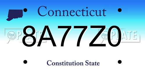 8A77Z0 Connecticut License Plate