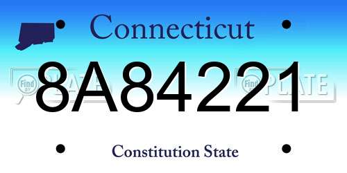 8A84221 Connecticut License Plate