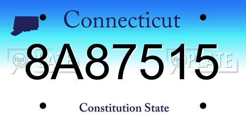 8A87515 Connecticut License Plate