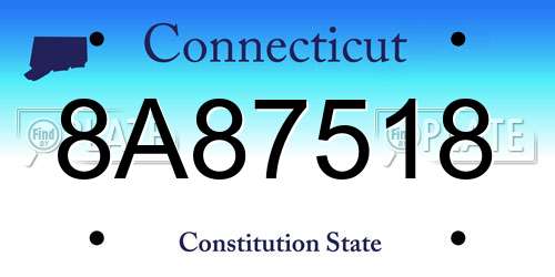 8A87518 Connecticut License Plate