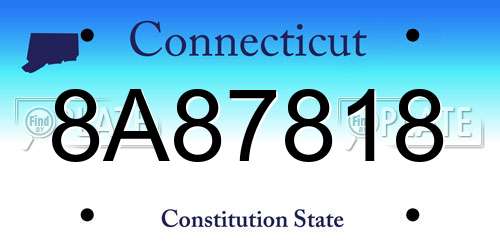 8A87818 Connecticut License Plate