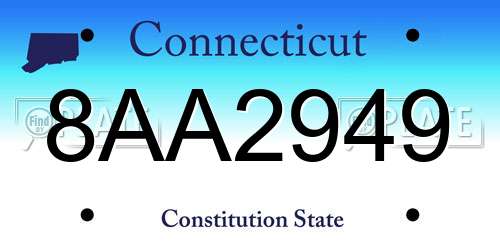 8AA2949 Connecticut License Plate