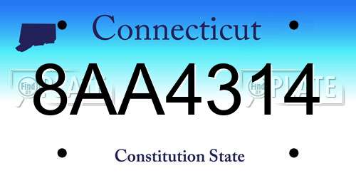 8AA4314 Connecticut License Plate