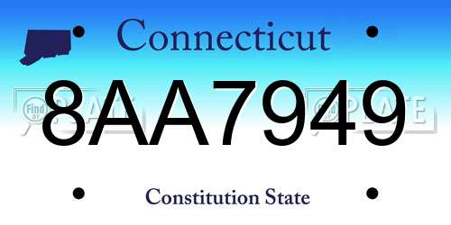 8AA7949 Connecticut License Plate