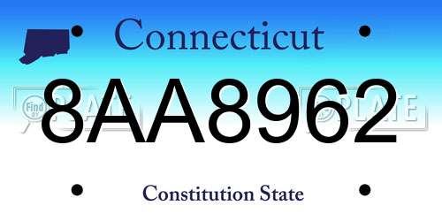 8AA8962 Connecticut License Plate