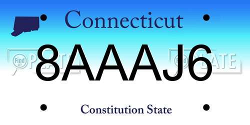 8AAAJ6 Connecticut License Plate
