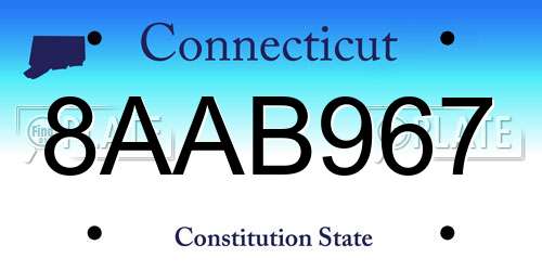 8AAB967 Connecticut License Plate