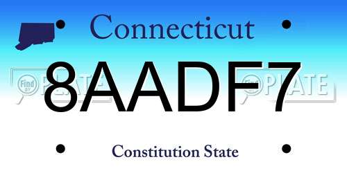 8AADF7 Connecticut License Plate
