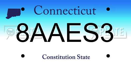 8AAES3 Connecticut License Plate