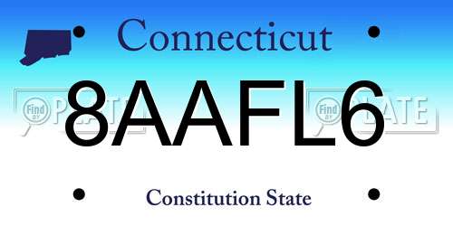 8AAFL6 Connecticut License Plate