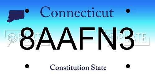 8AAFN3 Connecticut License Plate