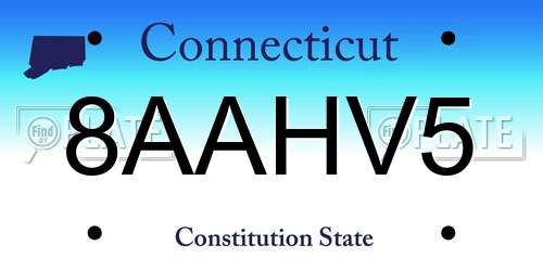 8AAHV5 Connecticut License Plate