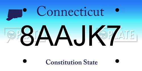 8AAJK7 Connecticut License Plate