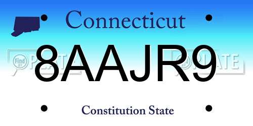 8AAJR9 Connecticut License Plate