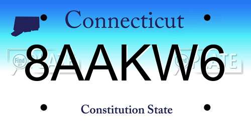 8AAKW6 Connecticut License Plate