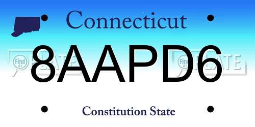 8AAPD6 Connecticut License Plate