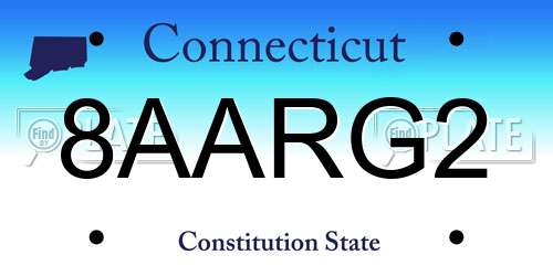 8AARG2 Connecticut License Plate