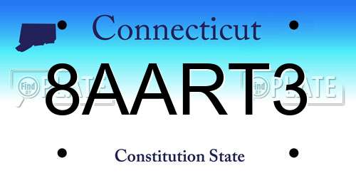 8AART3 Connecticut License Plate