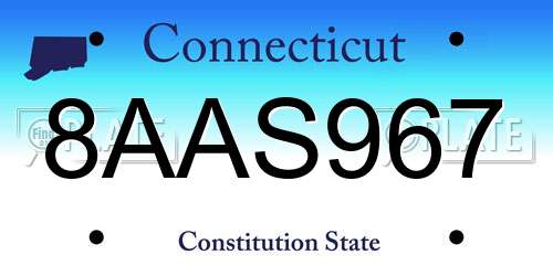 8AAS967 Connecticut License Plate