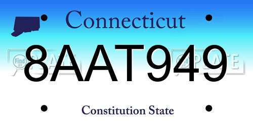8AAT949 Connecticut License Plate