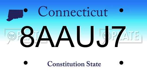 8AAUJ7 Connecticut License Plate