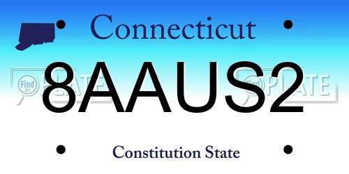 8AAUS2 Connecticut License Plate