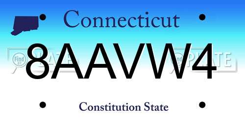 8AAVW4 Connecticut License Plate
