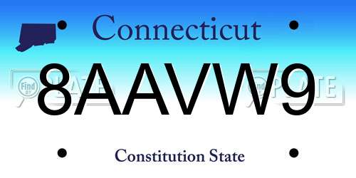 8AAVW9 Connecticut License Plate