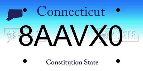 8AAVX0 Connecticut License Plate