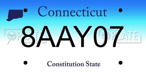 8AAY07 Connecticut License Plate