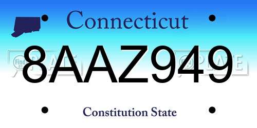 8AAZ949 Connecticut License Plate