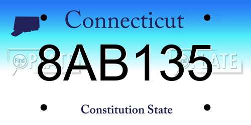 8AB135 Connecticut License Plate