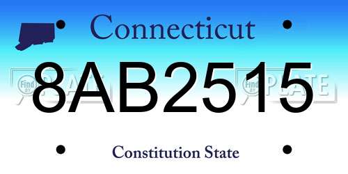 8AB2515 Connecticut License Plate
