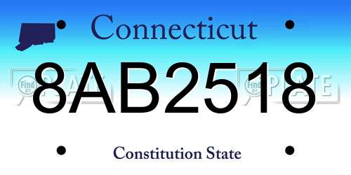 8AB2518 Connecticut License Plate